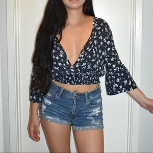 Cropped Bell Bottom Sleeve Top